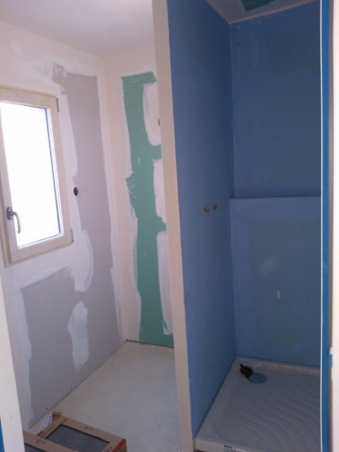 Salle d'eau en cours de réalisation
